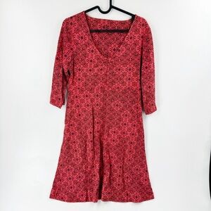 ✅  TOAD & Co Rosalinda Dress Zip Pocket Cranberry Patchwork V Neck Size SMALL‎